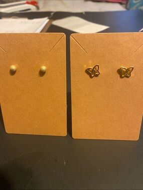 Gold Stud & Butterfly Earring Duo